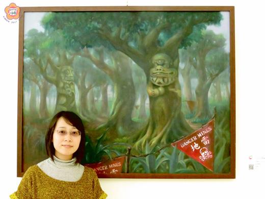   李婉琪在「金門邀請展」中參展的作品是〈紅色警戒〉。（張建騰攝）