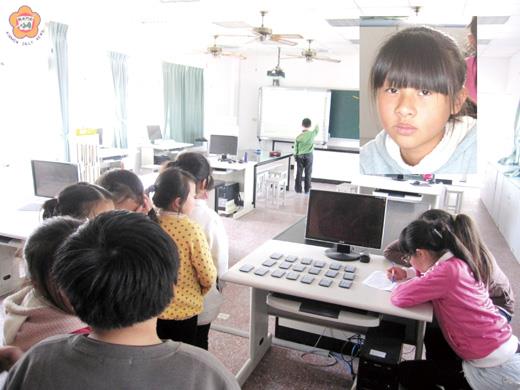   西口國小全校模範生選舉應用即時反饋系統舉行投開票，由洪子晴（見右上角）當選全校模範生。（西口國小提供）