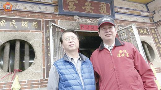   庵邊「護安宮」的「護」民事蹟之一，就是提供「安」睡的空間；呂媽定、呂清福都有與神同睡的童年經驗。（張建騰攝）