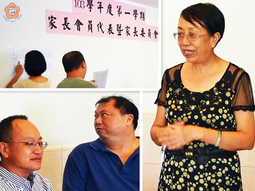   金湖國中103學年度家長會會長將由林榮輝（左下圖左）接任，原任會長是李孝光（左下圖右）；右圖為湖中校長何莉莉。（金湖國中提供）