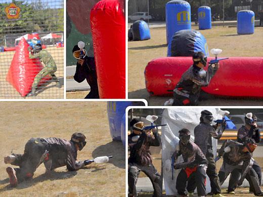   「2014支援前線英雄島第二屆全國漆彈邀請賽」昨天在「陽明二營區」和「中山一營區」進行。比賽的第一名是「義峰高中」；第二名是「南投漆彈委員會」；第三名是「大安高工」。（張建騰攝）