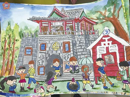   一O三年「金門縣兒童寫生比賽」結果揭曉，國小高年級組第一名：金湖國小胡家榆。（陳麗妤攝）