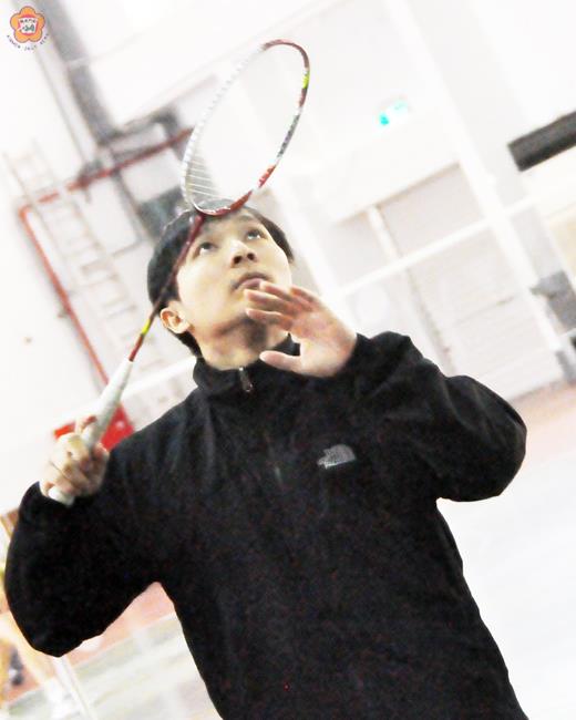 宜蘭大學電子系學生張雲翔把羽球當成一輩子的運動。(張建騰攝)