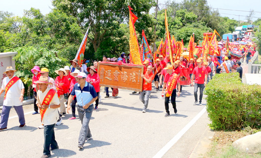 「大陸石獅市上浦保順堂潘府王爺進香團」連續3年到泰山廟進香。(金沙鎮公所提供)