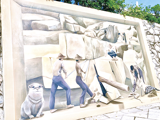 金湖南石滬公園最近新完工一座3D彩繪牆。(陳冠霖攝)