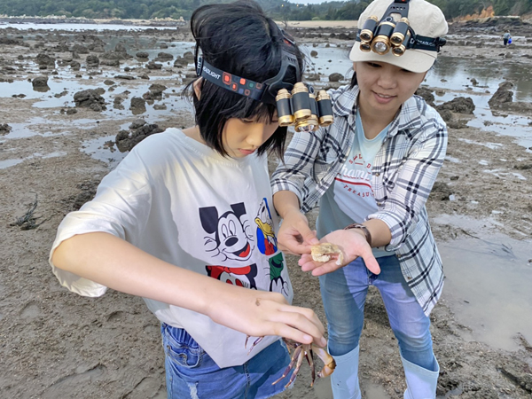 金門暑期「親子嘉年華」遊程精彩豐富,相關活動有挖花蛤體驗、潮間帶生態體驗、畜試所動物餵食體驗及農試所滑草等。(縣府觀光處提供)