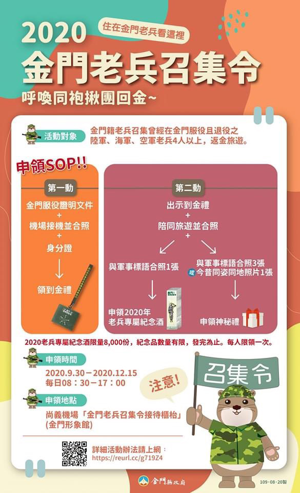 老兵召集令活動兌換流程。(金門縣政府提供)