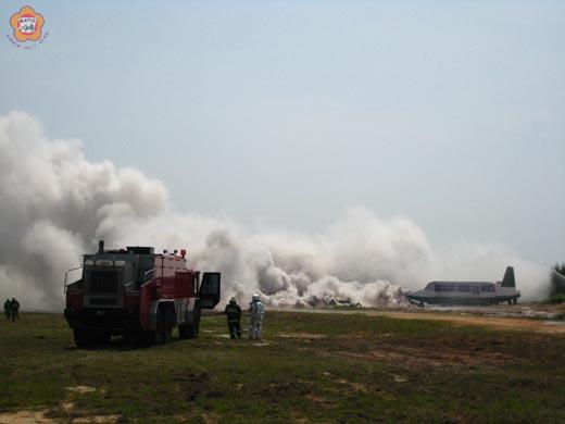 假空難考驗相關單位救災能力金門航空站昨舉行防災預演