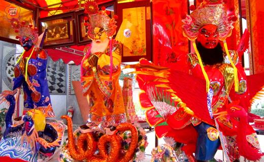 六獸神中的朱雀、螣蛇和青龍(或勾陳)。(張建騰攝)