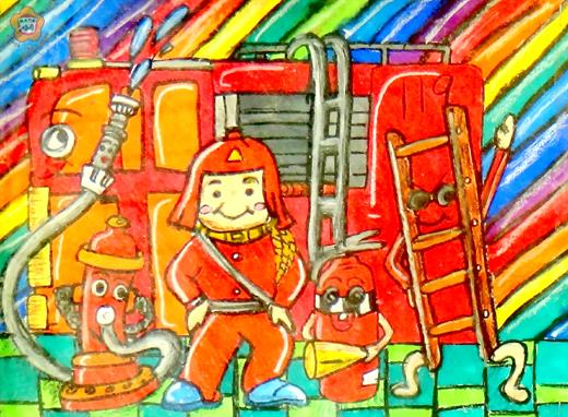   消防著色比賽中得到第一名的作品。
（金湖消防分隊提供）
